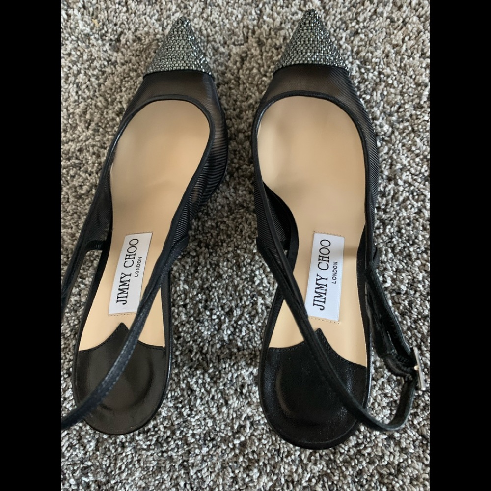 Jimmy Choo anika heel mesh crystal hotfix pump size 39